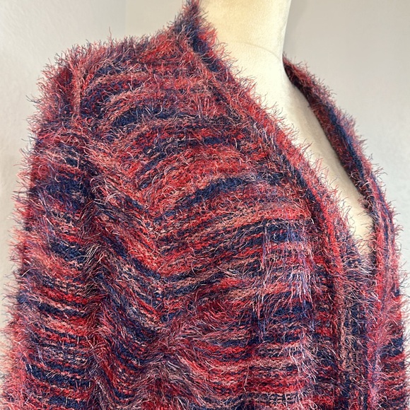 NWT BAND OF THE FREE SUNSET BLVD RED MIXED KNIT DUSTER SWEATER (L) - Picture 8 of 12